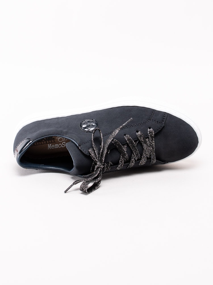 08201092 Rieker L5980-14 Mörkblå sneakers i veganskt läder med glittrig snörning-4