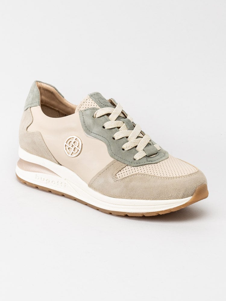 Bugatti - Venice - Beige sneakers med gröna detaljer