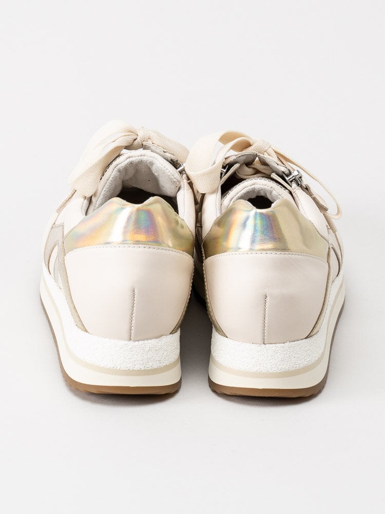 Gabor - Krämvita sneakers med metallic detaljer
