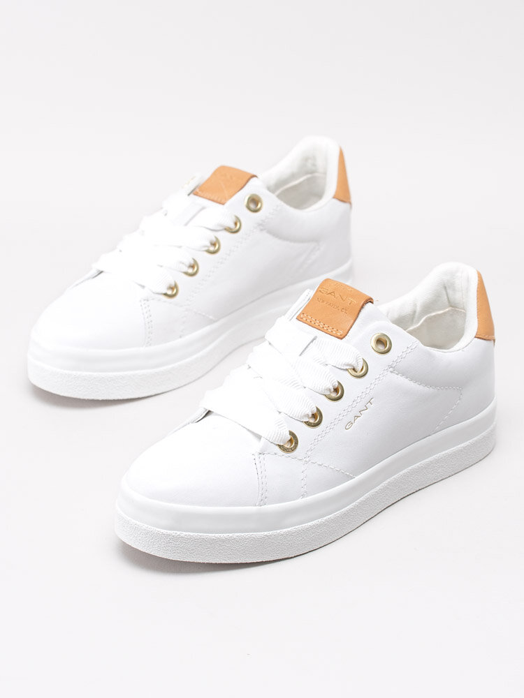 Gant Footwear - Avona - Vita sneakers med platå och bruna detaljer