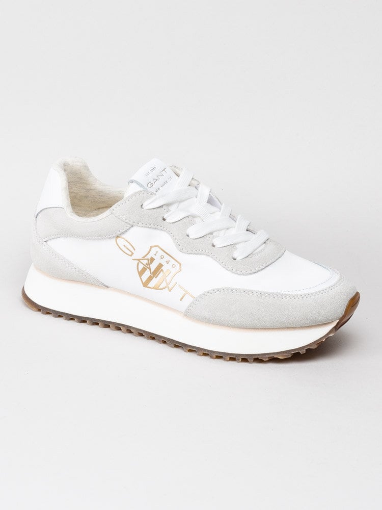 Gant Footwear - Bevinda Sneaker - Vita sneakers i skinn med logga i guld