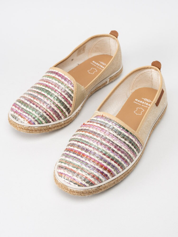 Marstrand - Rafia - Beige slip on loafers med flerfärgat mönster