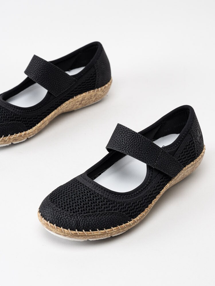 Rieker - Svarta ballerinaskor med slejf