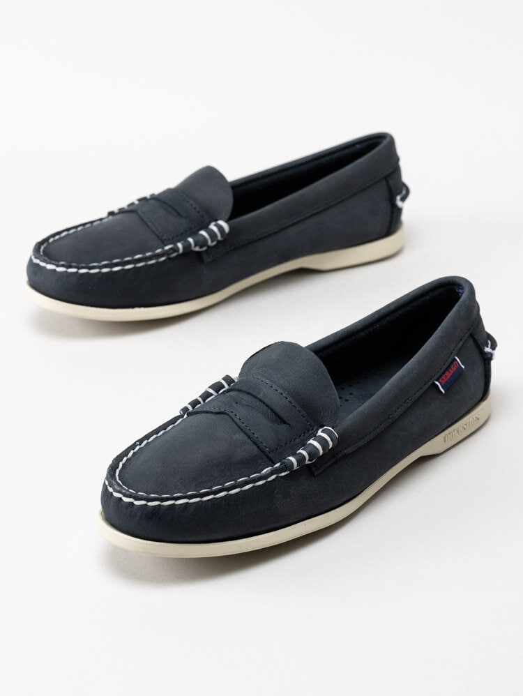 Sebago - Jacqueline Loafer Penny - Marinblå loafers i skinn