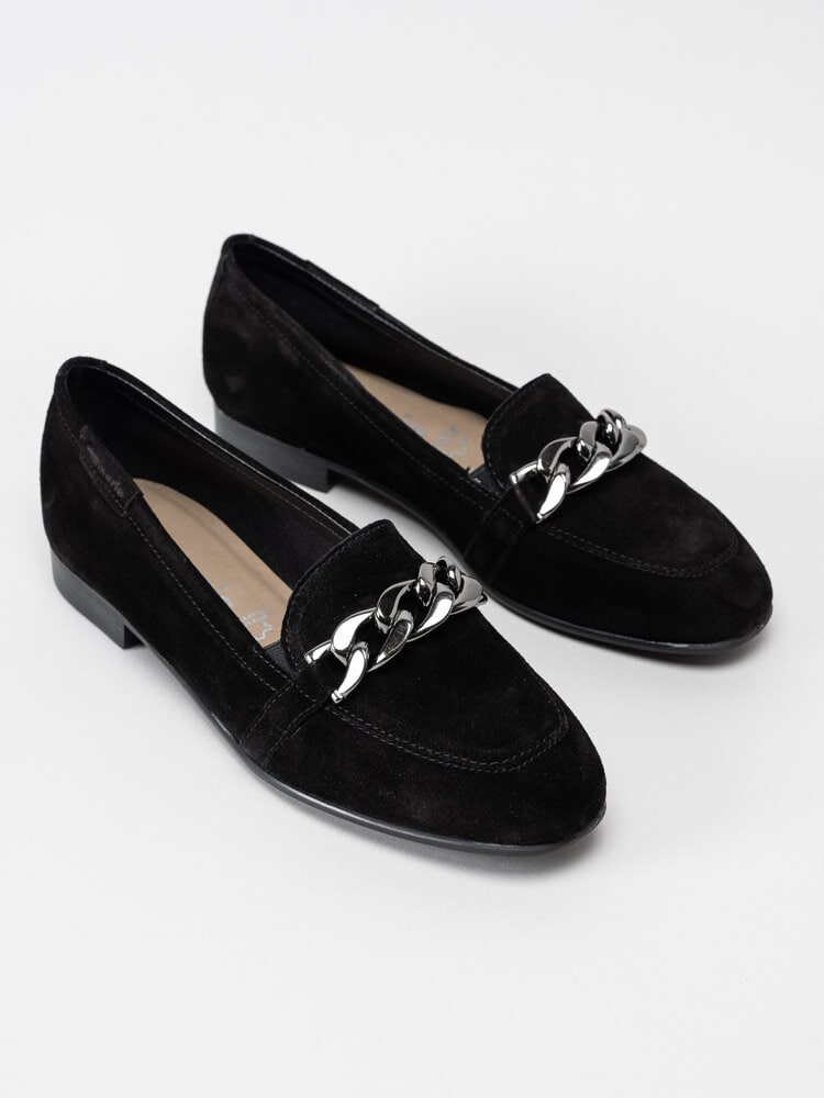 Tamaris - Svarta loafers i mocka