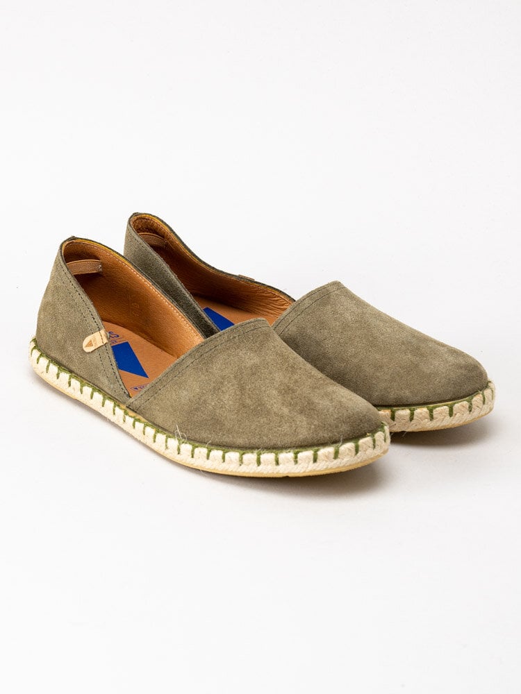 Verbenas - Carmen - Gröna slip on espadrillos i mocka