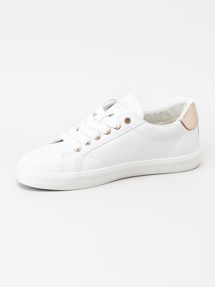 Gant Footwear - Seaville - Vita sneakers i skinn med rosaguldfärgat bakparti