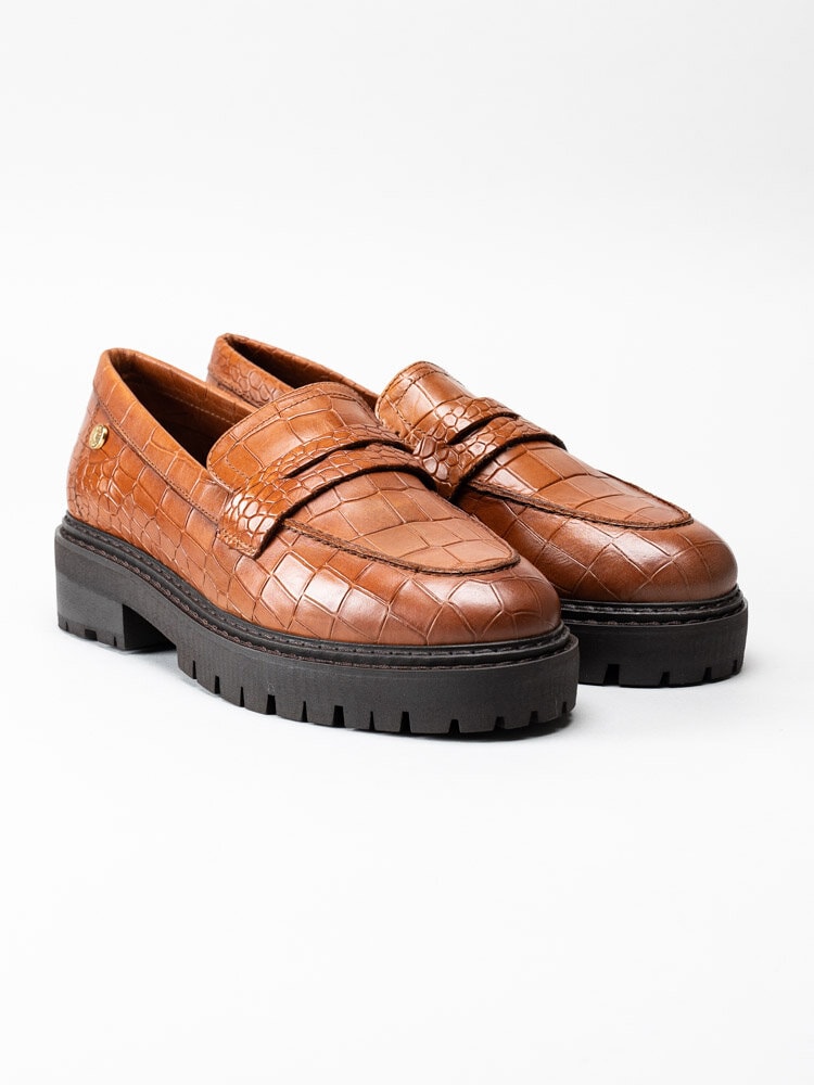 Copenhagen Shoes - Original Loafer Croco - Ljusbruna loafers i crocomönster