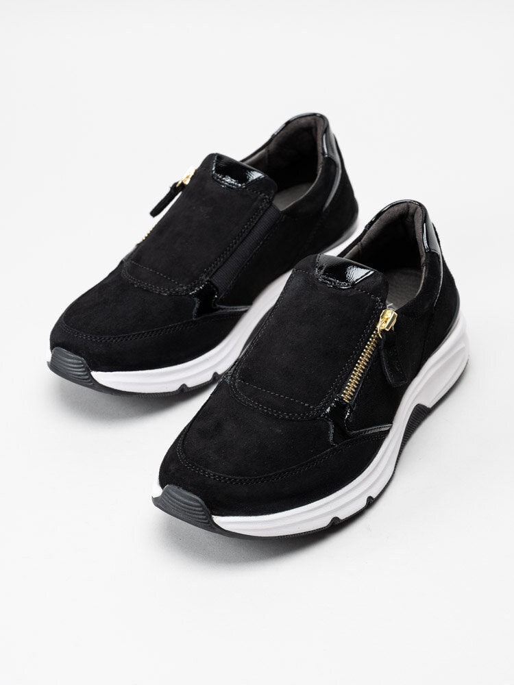 Gabor - Svarta sneakers i mocka med zip