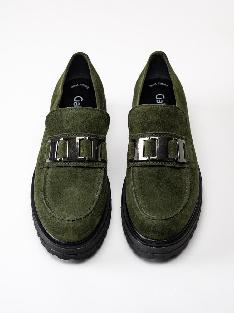Gabor - Gröna platåloafers i mocka