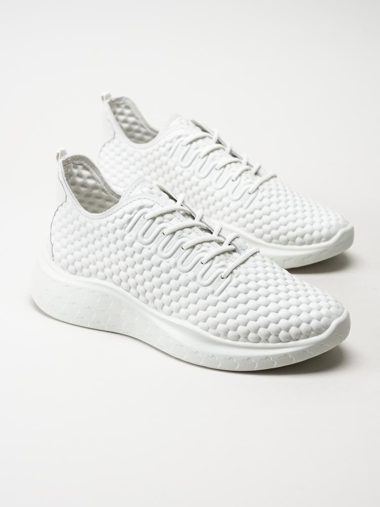 Ecco - Therap W Sneaker - Vita sneakers i skinn med struktur