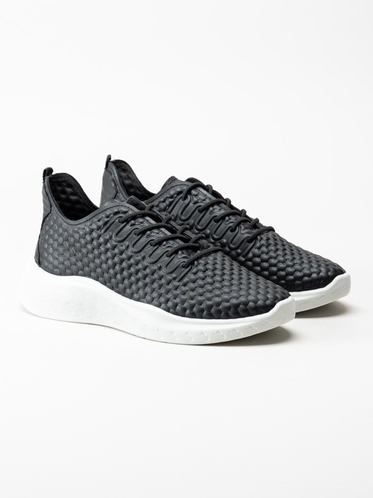 Ecco - Therap W Sneaker - Svarta sneakers i skinn med struktur