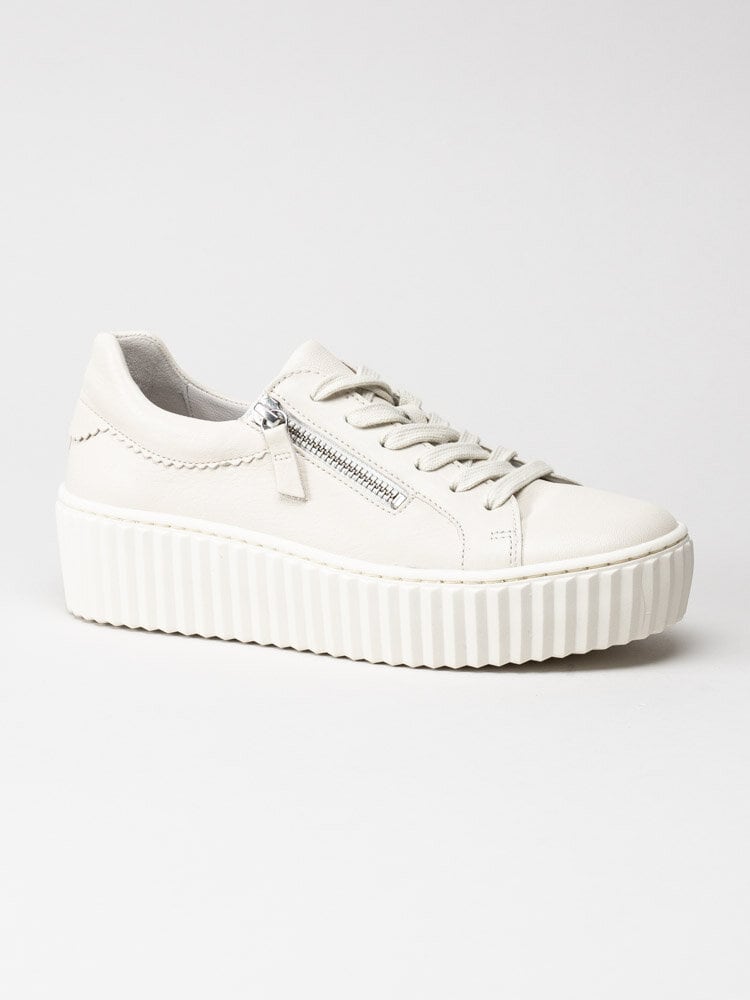 Gabor - Off white platåsneakers i skinn