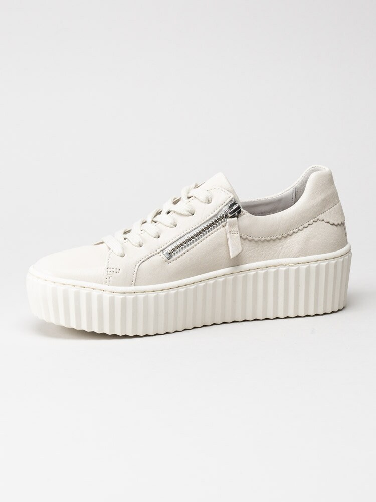 Gabor - Off white platåsneakers i skinn