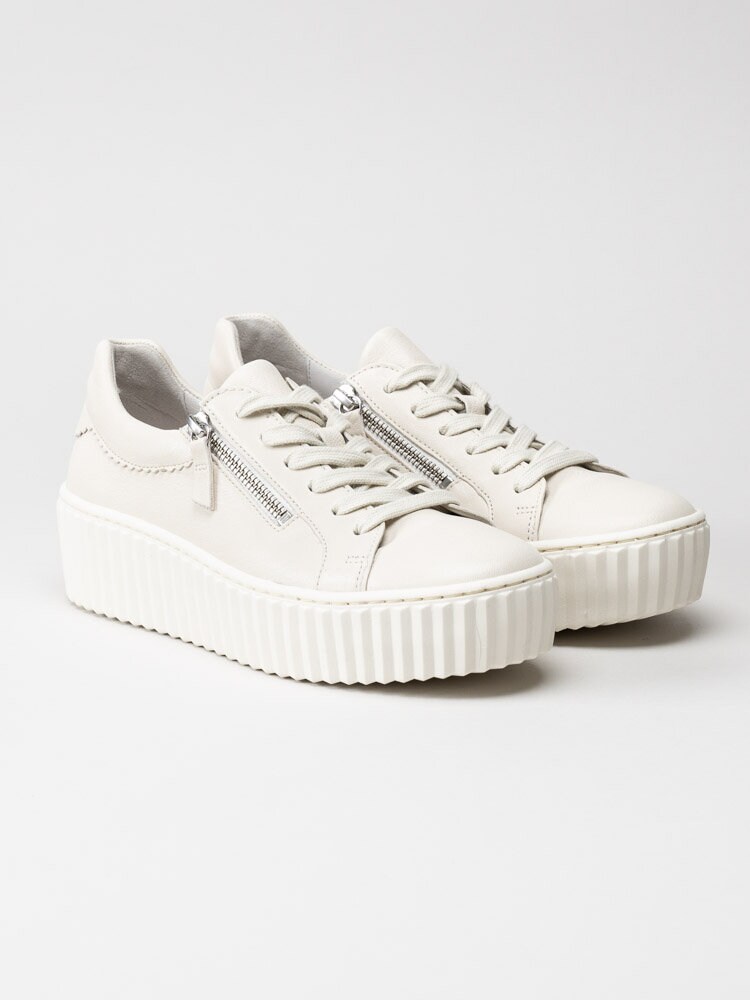 Gabor - Off white platåsneakers i skinn
