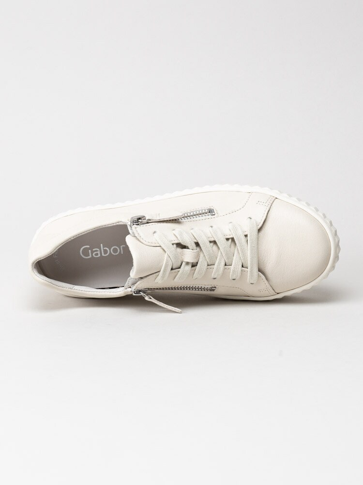 Gabor - Off white platåsneakers i skinn