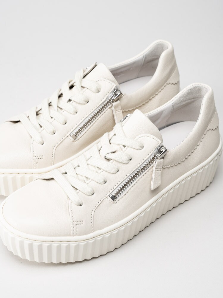 Gabor - Off white platåsneakers i skinn
