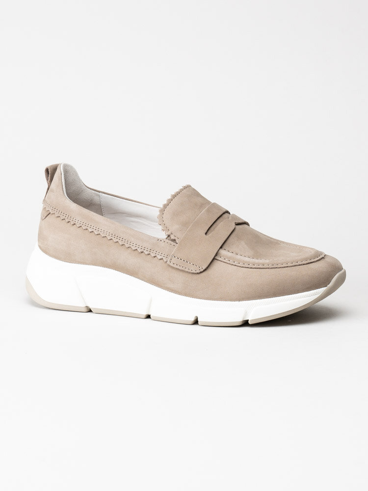 Gabor - Beige sneakerloafer i nubuck