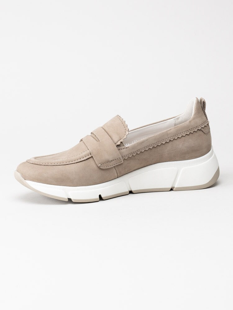 Gabor - Beige sneakerloafer i nubuck