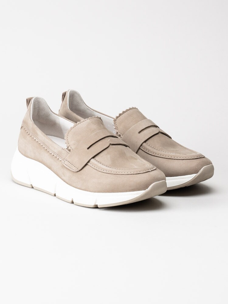 Gabor - Beige sneakerloafer i nubuck