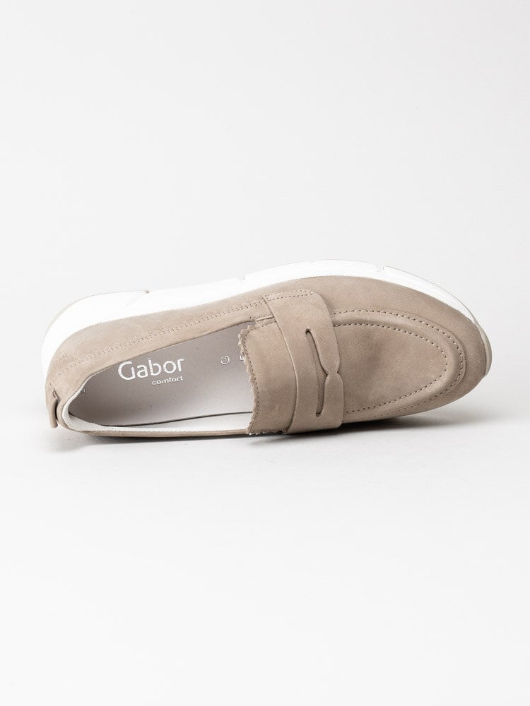 Gabor - Beige sneakerloafer i nubuck