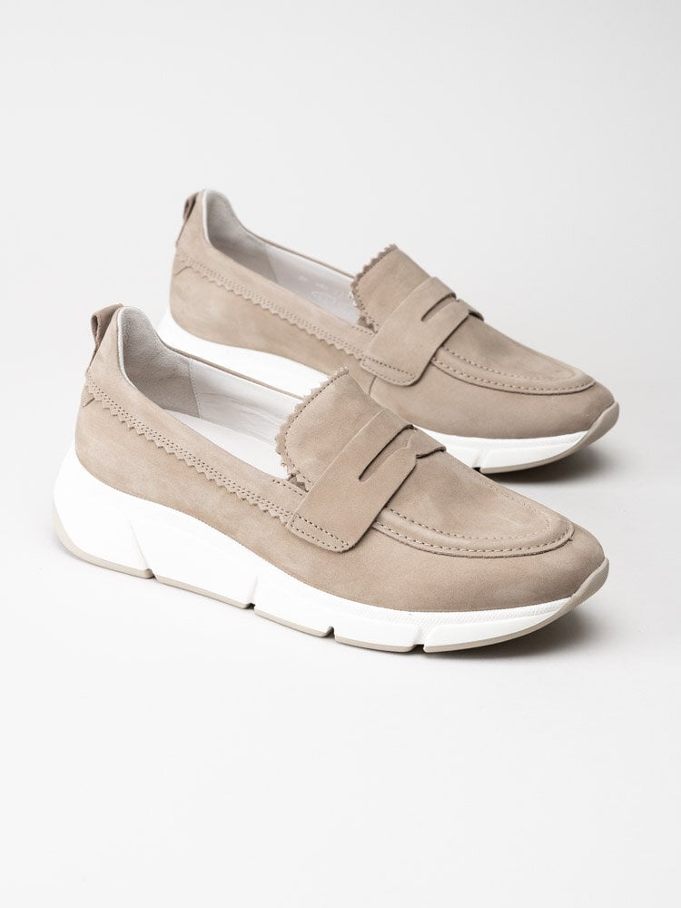 Gabor - Beige sneakerloafer i nubuck