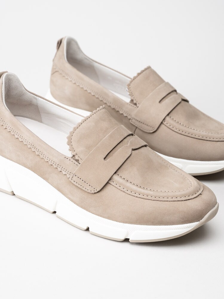 Gabor - Beige sneakerloafer i nubuck