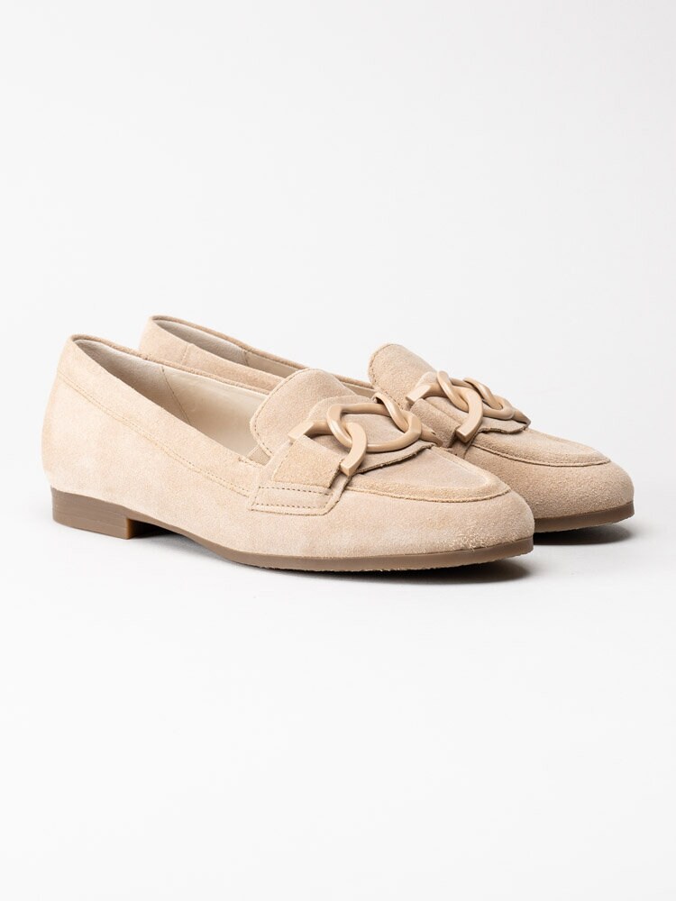 Gabor - Beige loafers i mocka