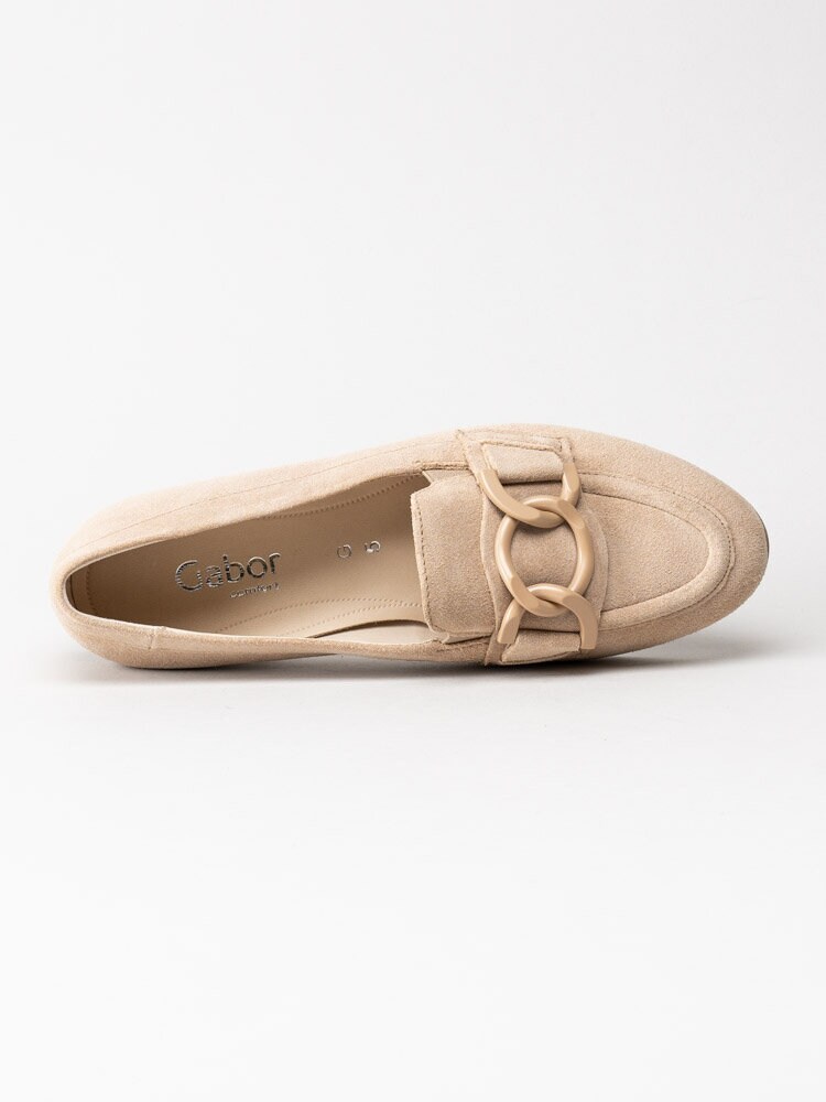 Gabor - Beige loafers i mocka