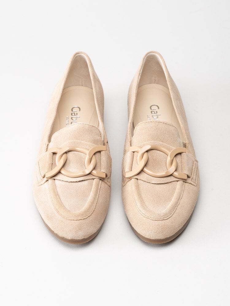 Gabor - Beige loafers i mocka