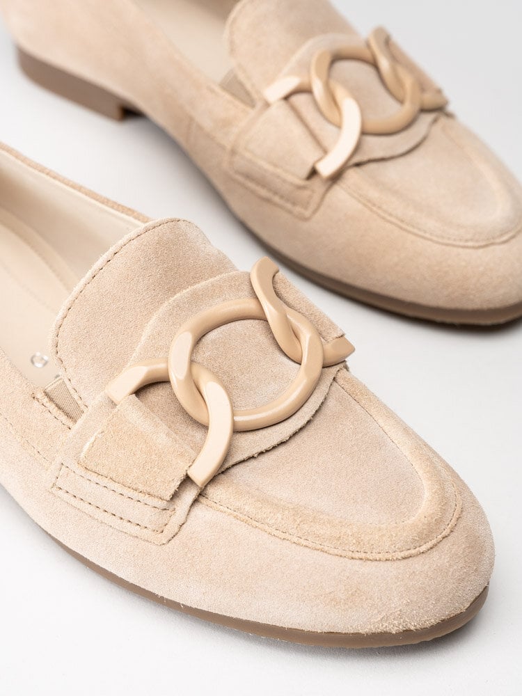 Gabor - Beige loafers i mocka