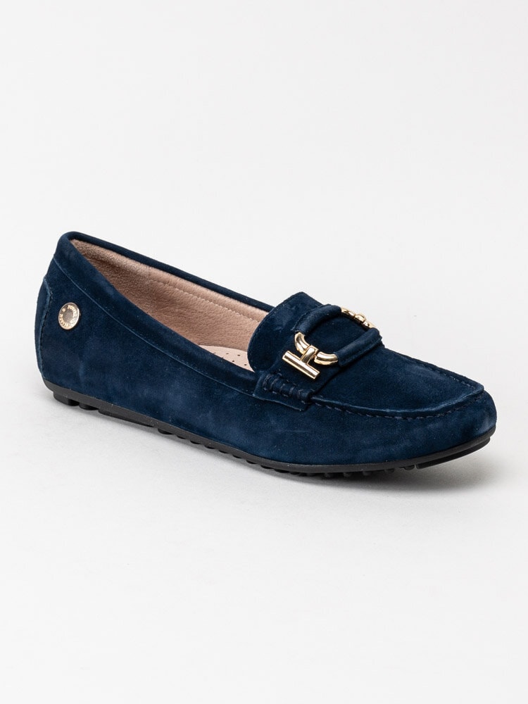 Novita - Parma - Mörkblå loafers med guldfärgat spänne