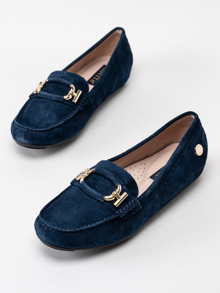 Novita - Parma - Mörkblå loafers med guldfärgat spänne