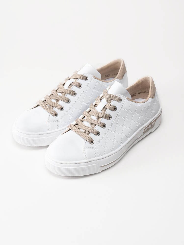 Rieker - Vita sneakers med beige detaljer