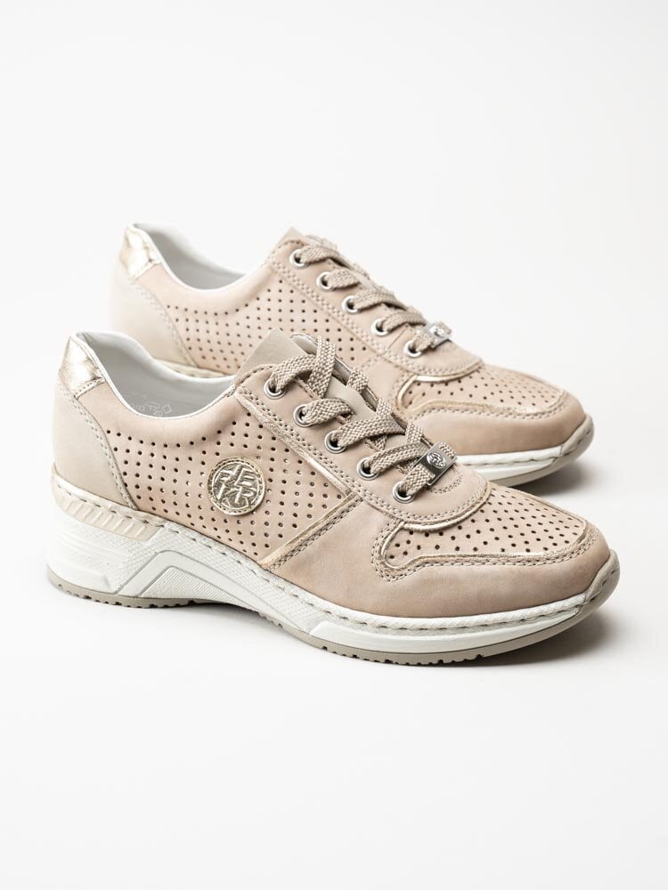 Rieker - Beige kilklackade sneakers i nubuck