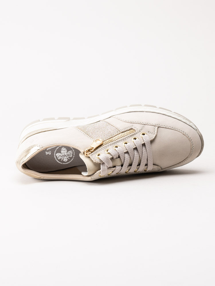Rieker - Beige kilklackade sneakers med guldiga detaljer