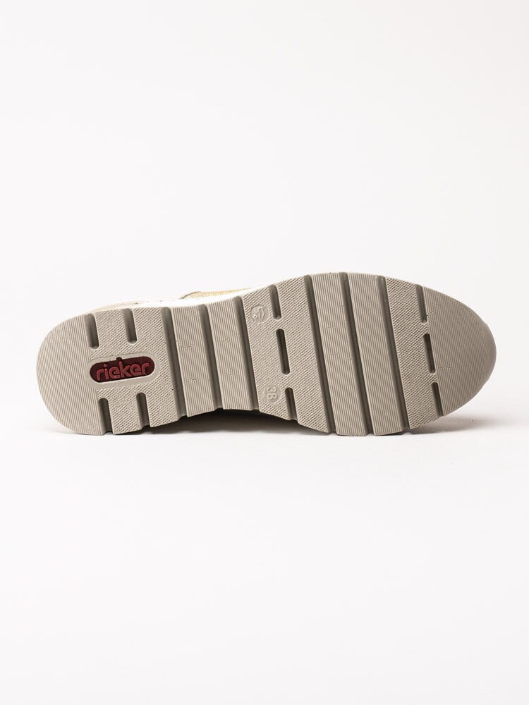 Rieker - Beige kilklackade sneakers med guldiga detaljer