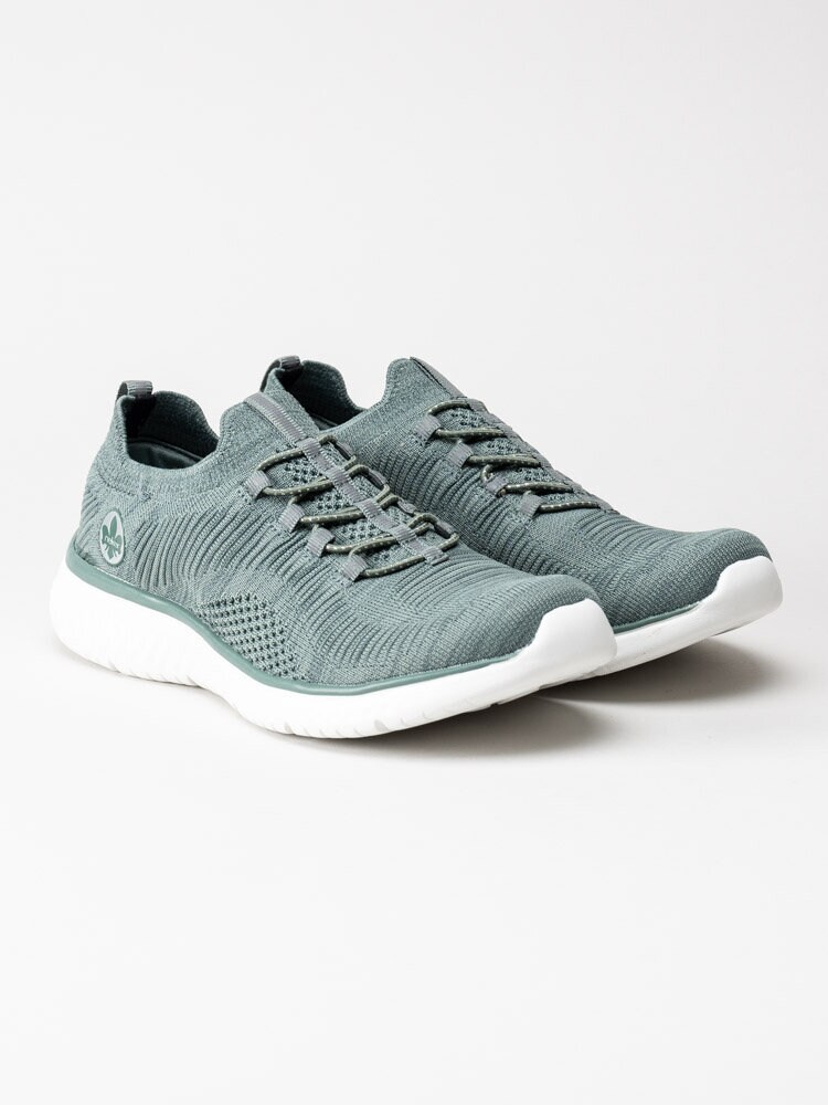Rieker - Blågröna slip on sneakers i textil