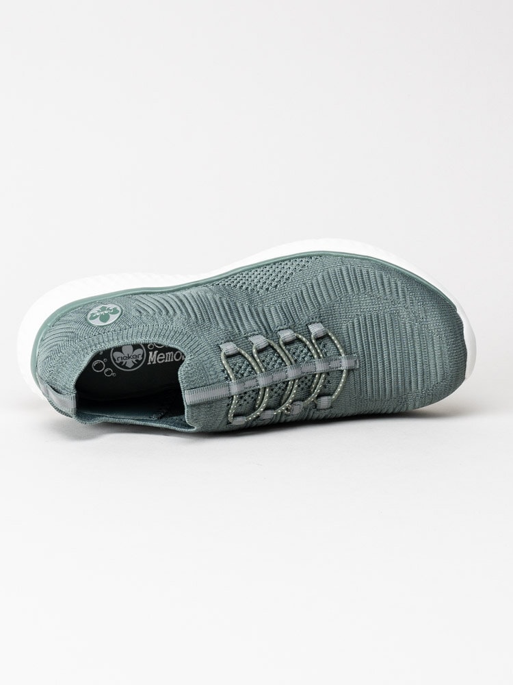 Rieker - Blågröna slip on sneakers i textil