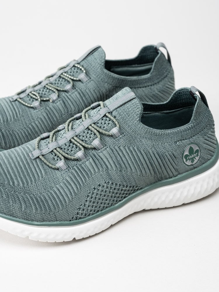 Rieker - Blågröna slip on sneakers i textil