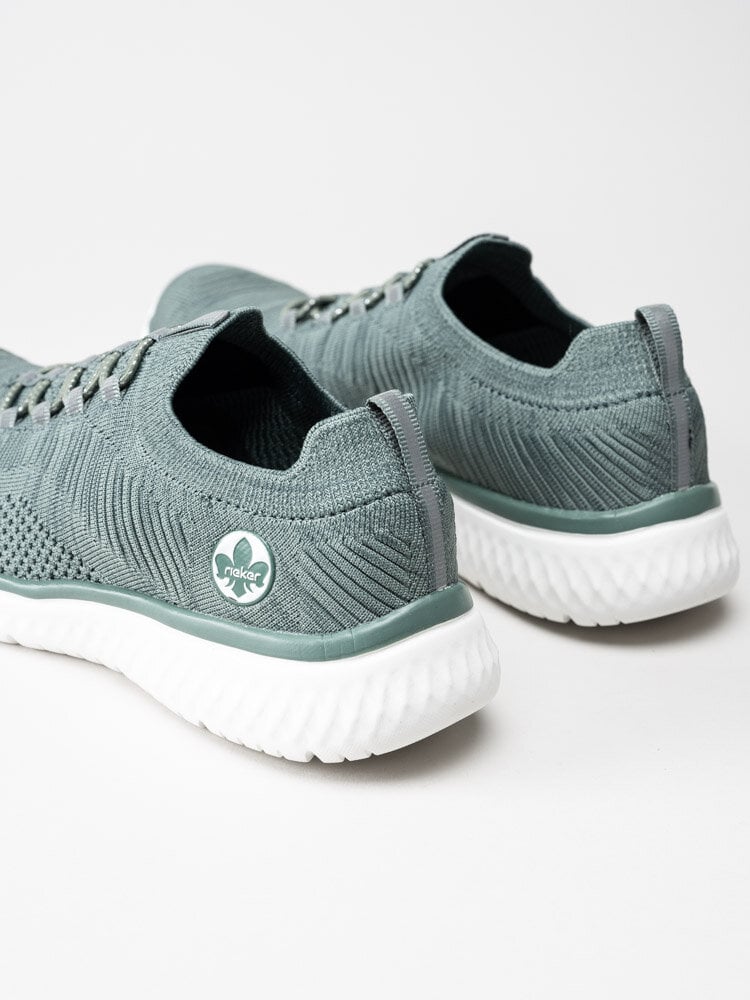 Rieker - Blågröna slip on sneakers i textil