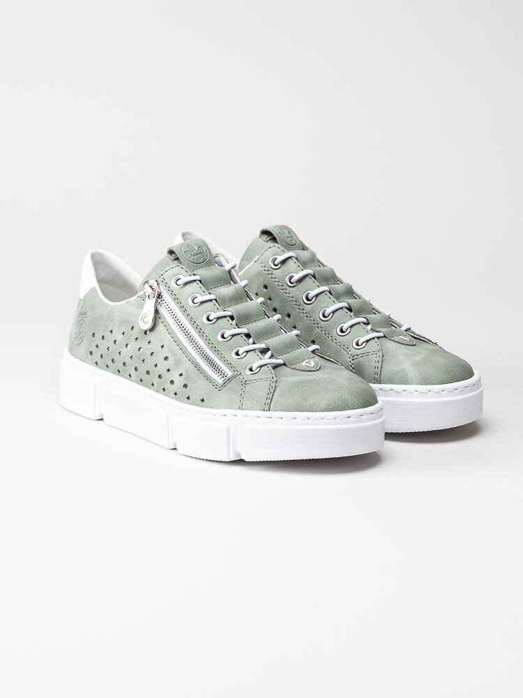 Rieker - Gröna sneakers med chunky sula