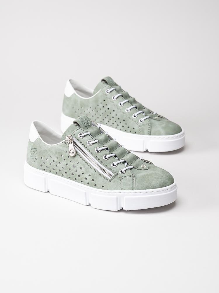 Rieker - Gröna sneakers med chunky sula