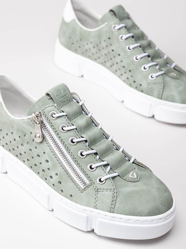 Rieker - Gröna sneakers med chunky sula