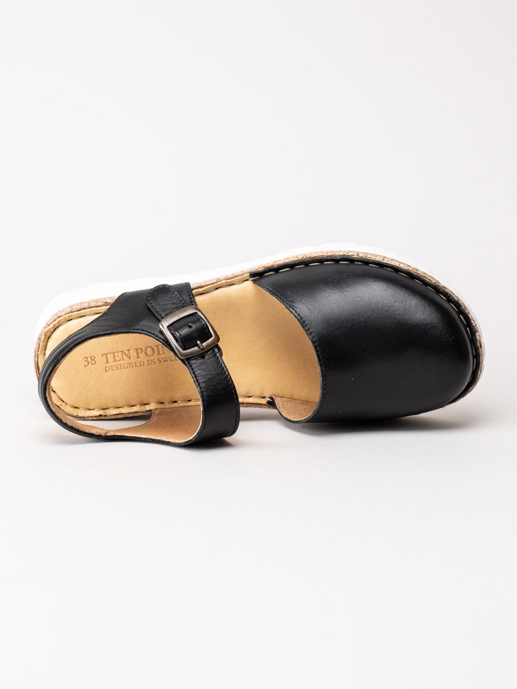 Ten Points - Maya - Svarta sandaler i skinn med spänne