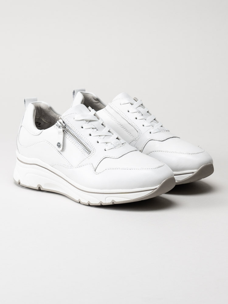 Tamaris - Vita sneakers i skinn