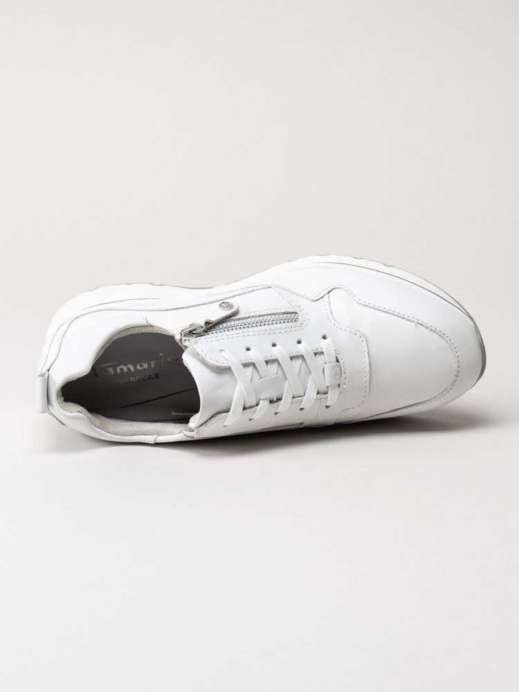 Tamaris - Vita sneakers i skinn
