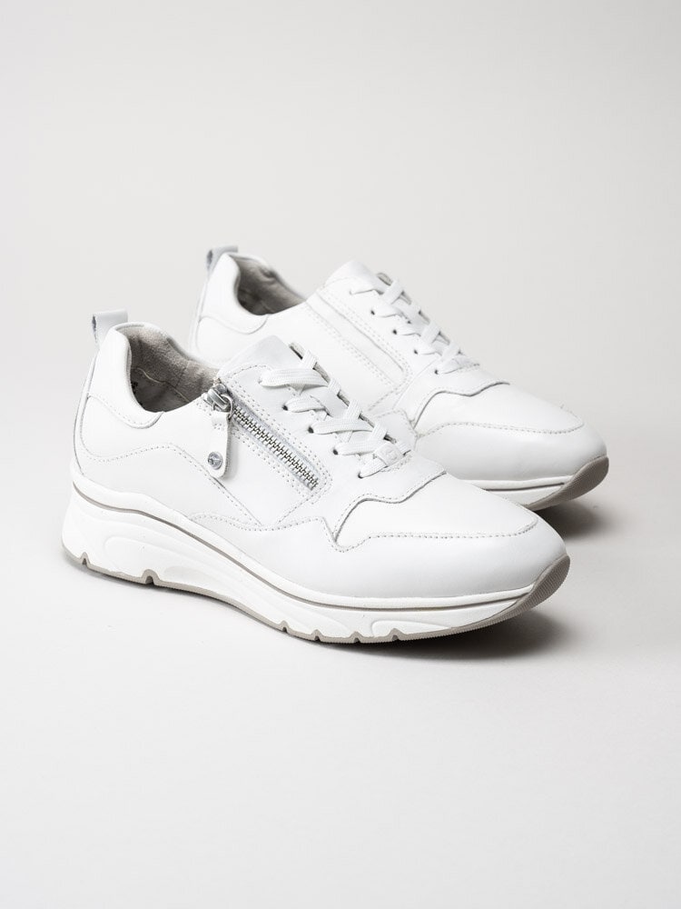 Tamaris - Vita sneakers i skinn