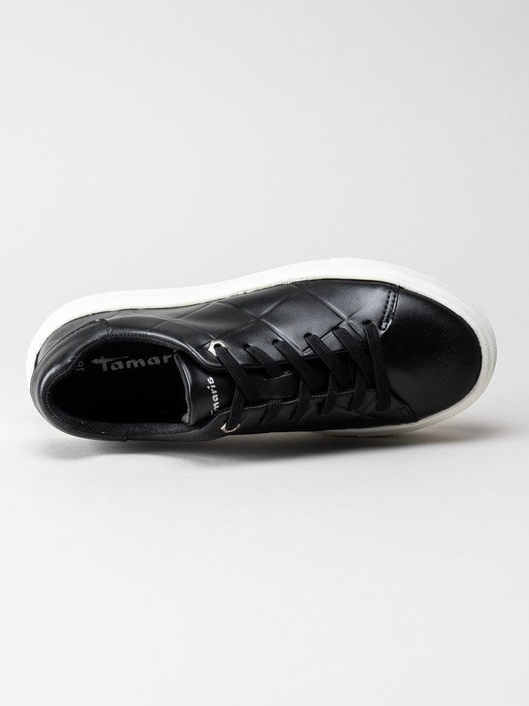 Tamaris - Svarta sneakers i skinn