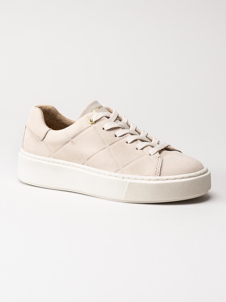 Tamaris - Ljusbeige sneakers i mocka